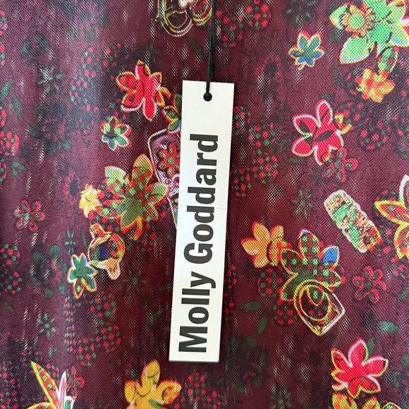 🆕 MOLLY GODDARD Nanette Floral Printed Mesh Midi Dress Brown Sz 8 US - Picture 7 of 8